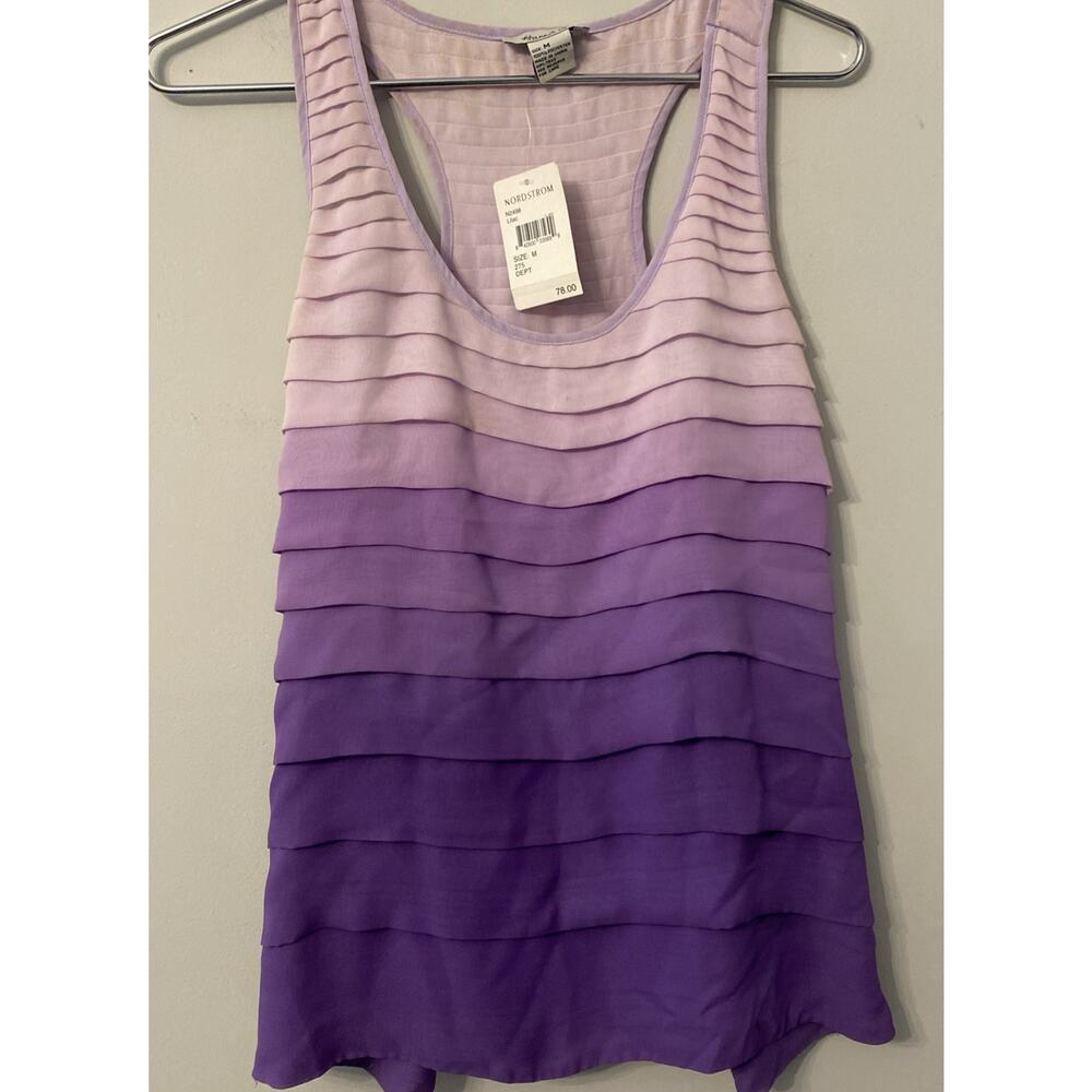 Hanna G. Women Medium Purple/Pink Ombre Layer Tank Top Racer Back Sleeveless Top